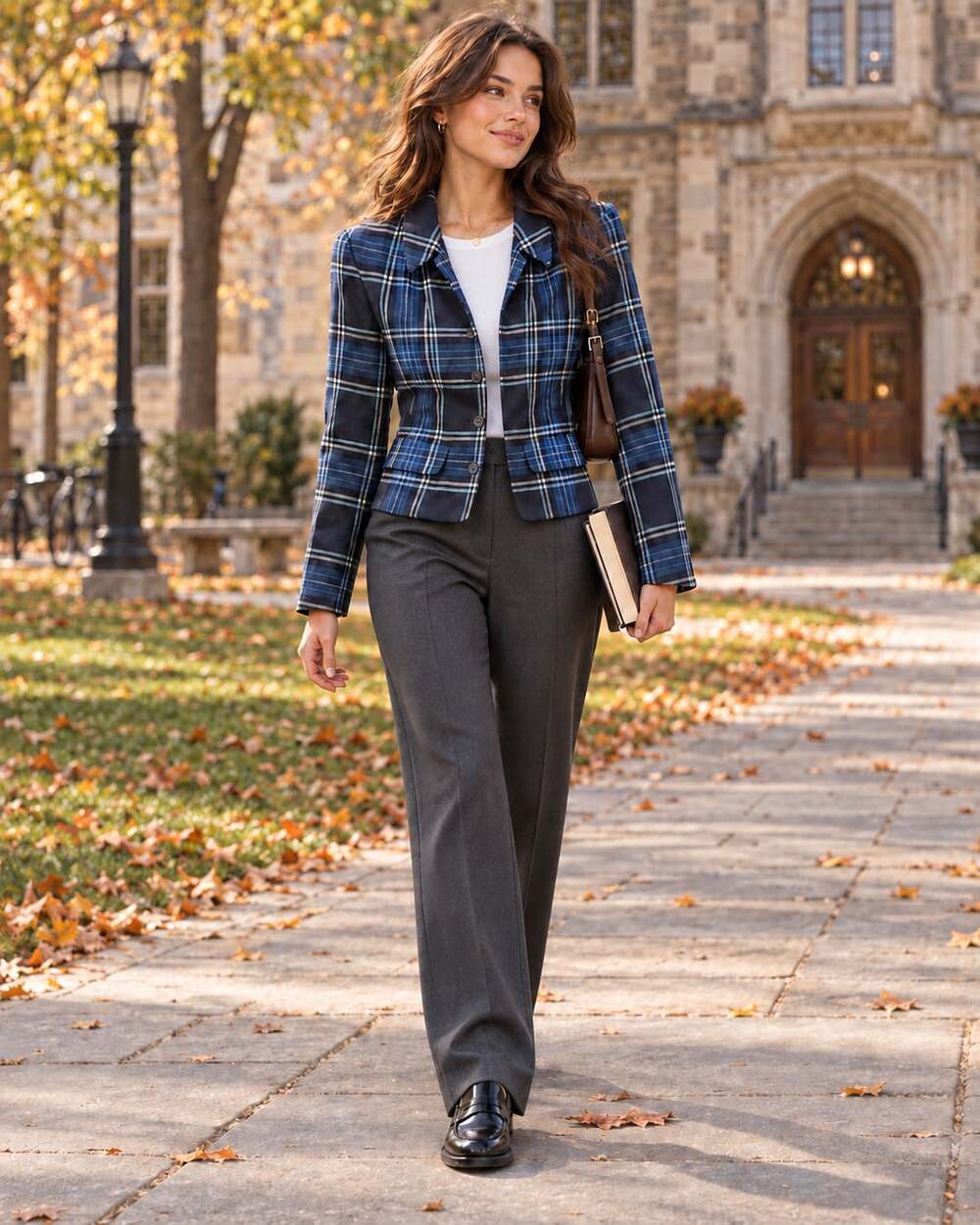 Brooks Brothers Women’s 8 Wool Plaid Blazer Blue Tartan Made USA Preppy